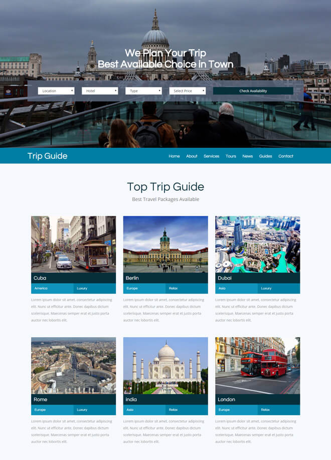 Trip Guide Travel Website 5 Bootstrap Template Trip Guide Travel Website 5 Bootstrap Template