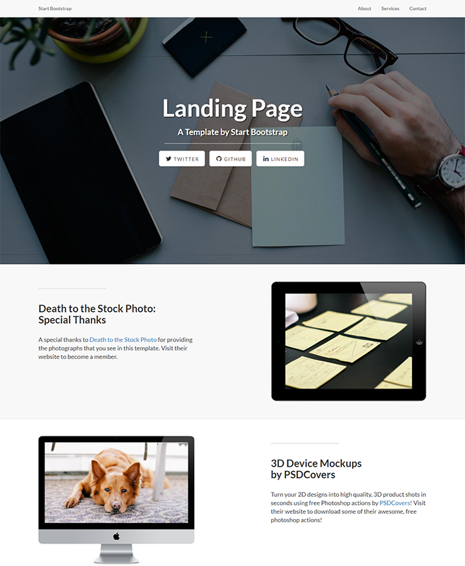 landing page template html free