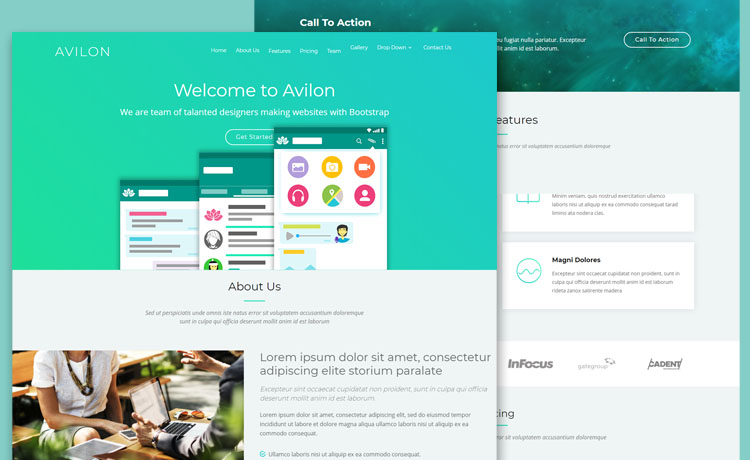 free bootstrap html responsive landing page template for high 4 to a page template