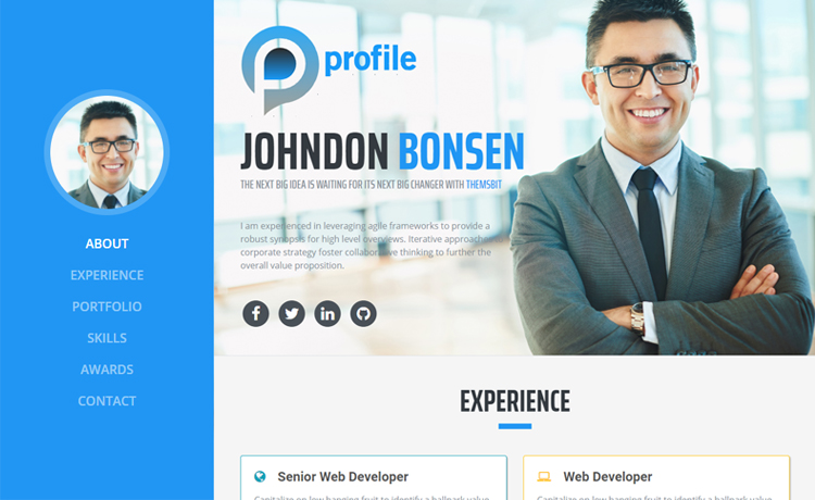 Free One Page Bootstrap Portfolio Website Template