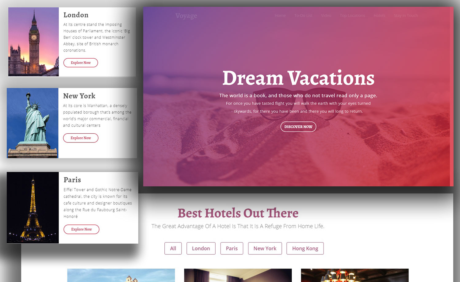 one page responsive free html5 tourism website template with