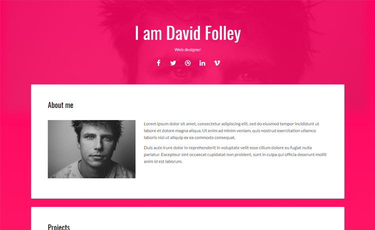 Energy-Free HTML5 personal portfolio website template